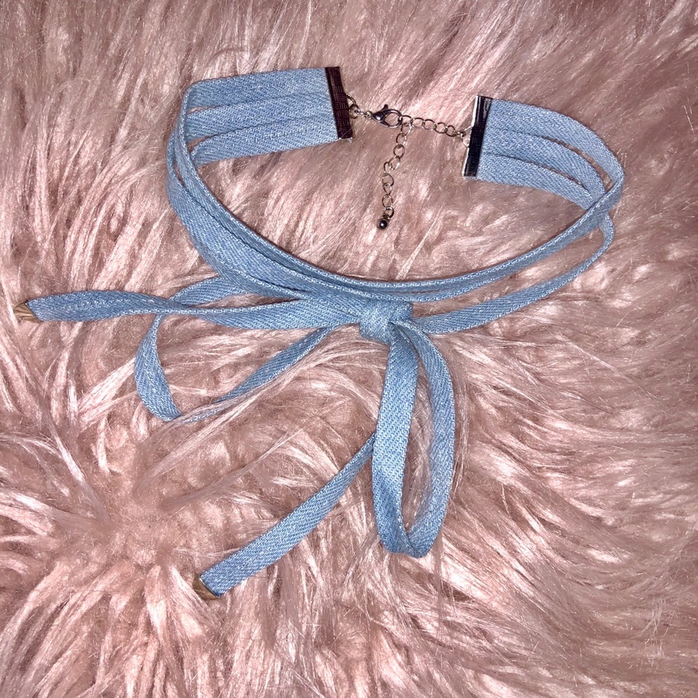 Forever 21 Denim bow choker